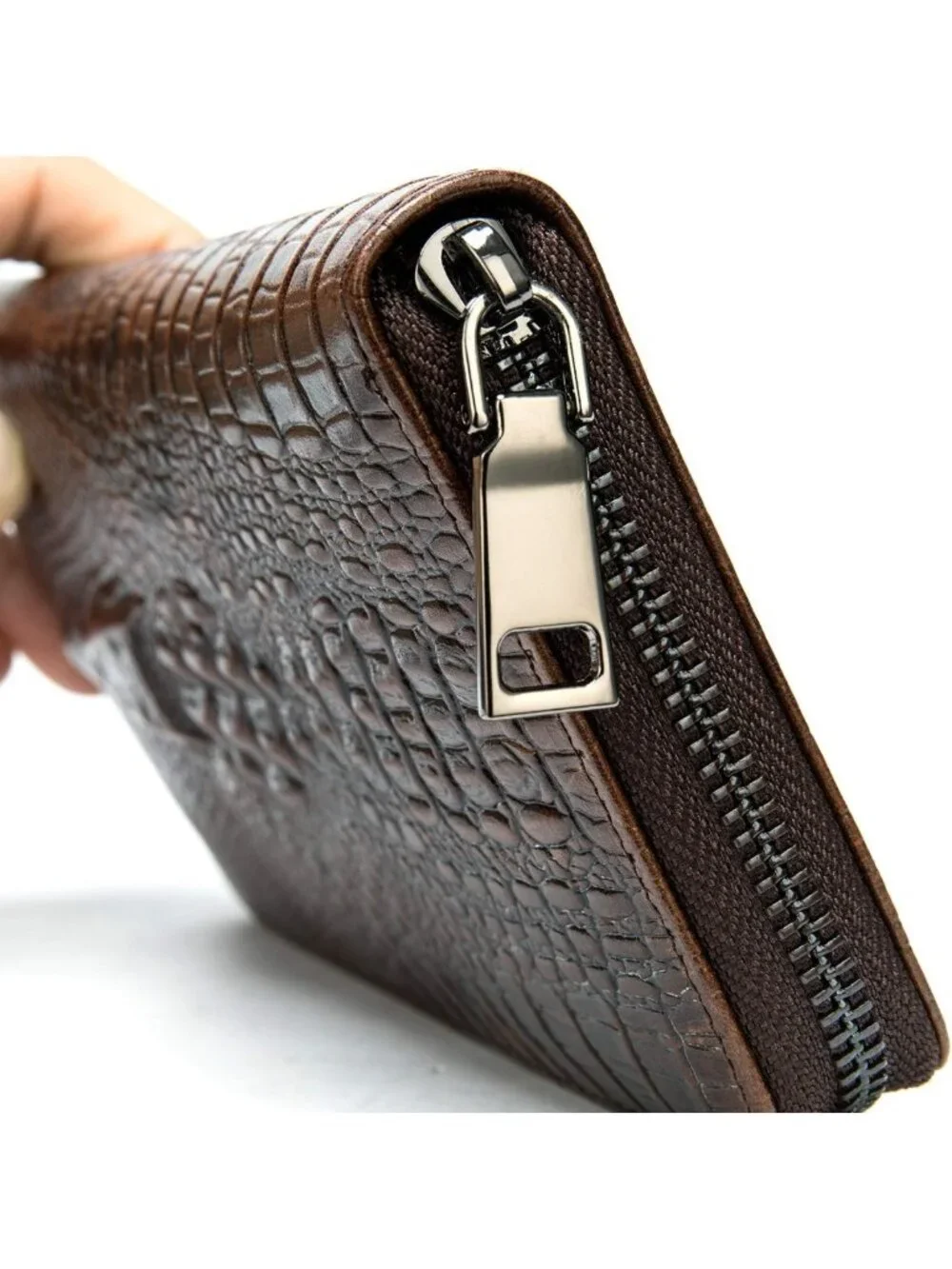 Stylish Genuine Leather Long Wallet for Men - Personalized Zip Around Checkbook